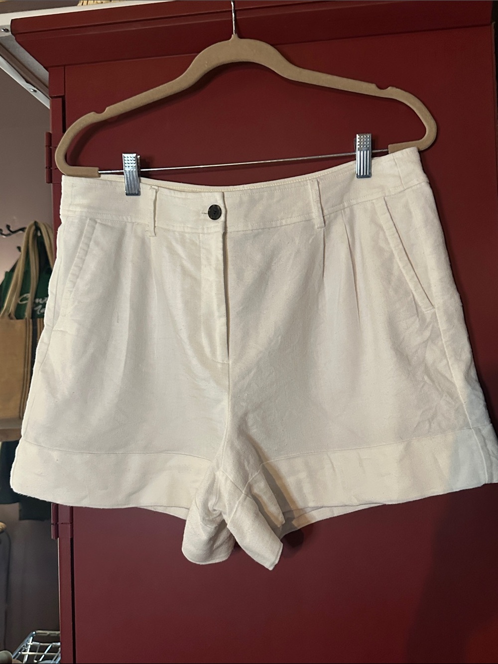 J. Crew White High-Rise Linen-Blend Shorts